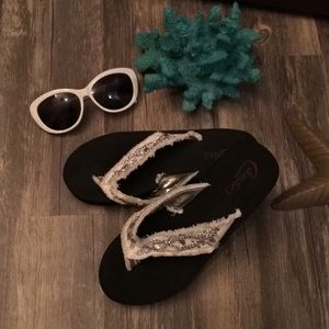 Candies white denim flip flops